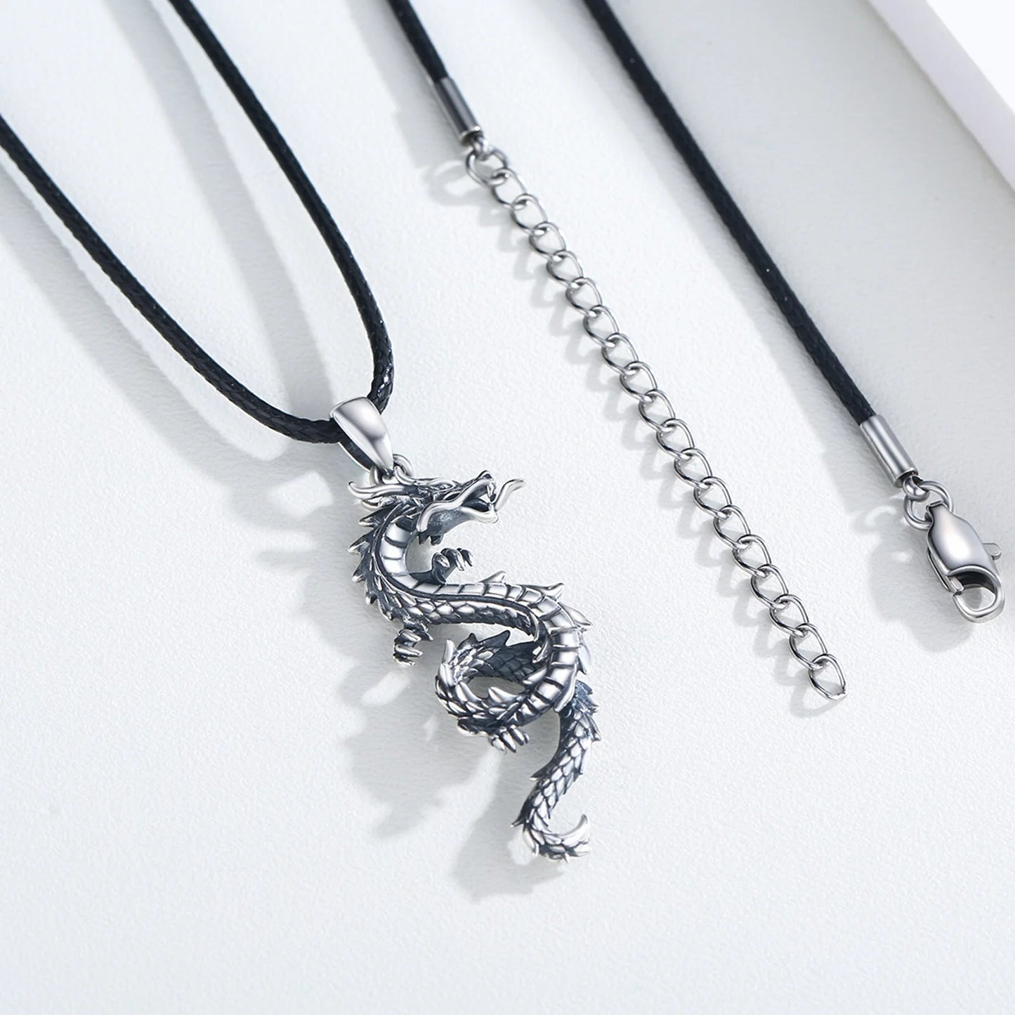 Dragon Necklace for Men 925 Sterling Silver Pendant Necklaces for Son Jewelry Birthday Gift
