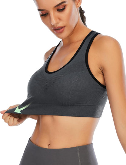 Women'S Sports Bras Padded Sports Bra Supportive Strappy Criss Cross Yoga Bra Workout Athletic Bras 3 Pack
