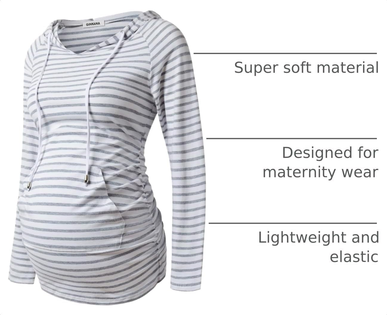 Maternity Hoodie Long Sleeves Shirts Casual Maternity Top Pregnancy Sweatshirt Casual Clothes