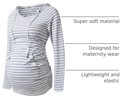Maternity Hoodie Long Sleeves Shirts Casual Maternity Top Pregnancy Sweatshirt Casual Clothes