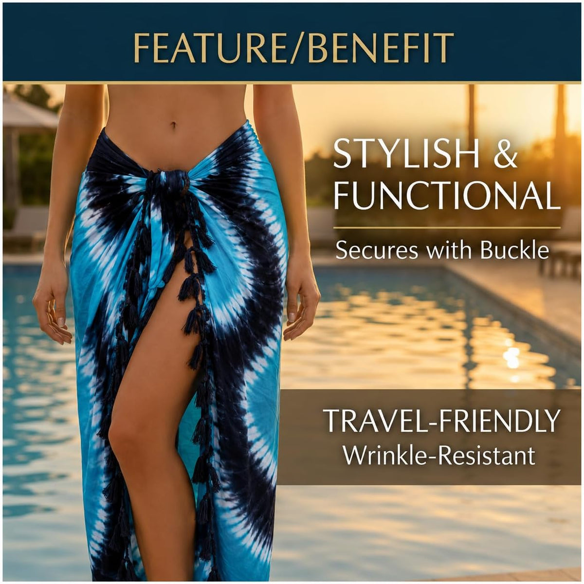 Sarong Bathing Suit Cover up for Women – Long Pareo Beach Wraps, Swimsuit Coverup Skirt, Stylish Bikini Cover Up